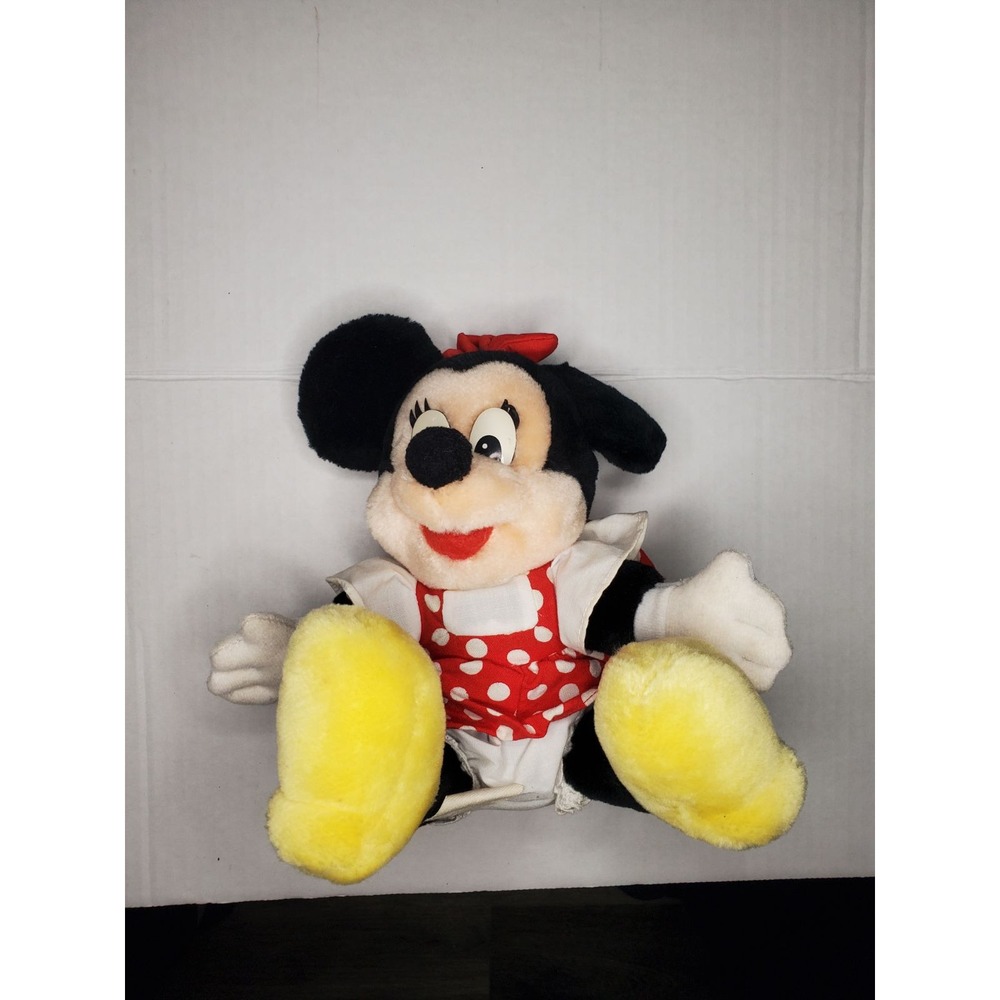 Vintage Disneyland Walt Disney World Minnie Mouse Plush Toy Red Polka Dot Dress‎